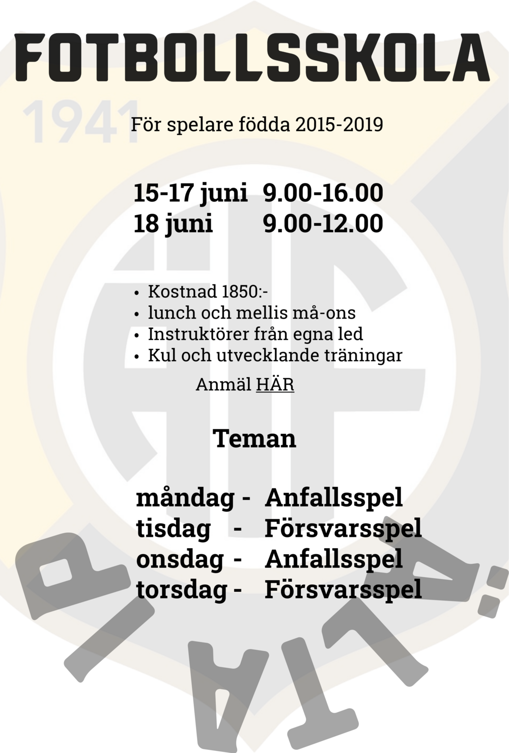 Fotboll - Fotbollsskola Juni 2026